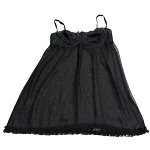 Victorias Secret Babydoll Lingerie Lace Sheer Mesh Cami Womens XL Black Camisole